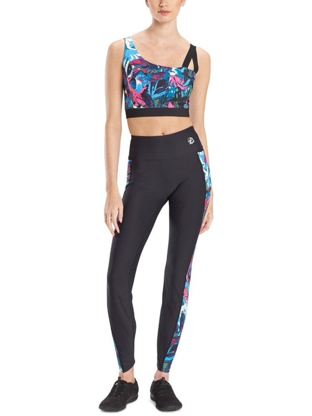 Josie Natori Womens Activewear Active Solstice Asymmetrical Cropped Cami Top